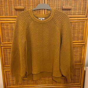 Madewell 100% cotton cable knit sweater in mustard yellow